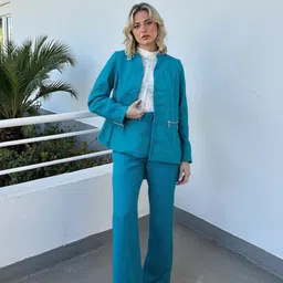 lyketrends Women Solid Single Breasted Party Blazer image 2