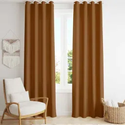 parda online Butter Gold Polyster Solid 7ft Blackout Eyelet Window/Door (2 Pc)-picture-14