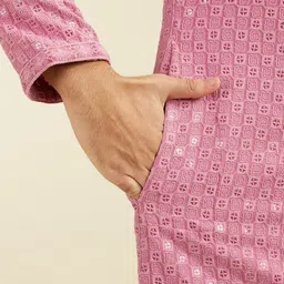 diwas by manyavar Men Embroidered Viscose Rayon Straight Kurta image 4