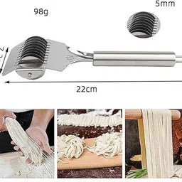 jestnest Stainless Steel Roller Noodle Cutter Docker Dough Cutter Tool Kitchen Helper Double Ended Pizza Cutter image 3