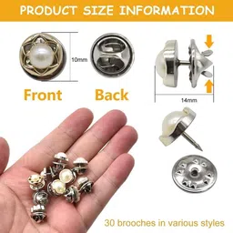 gelai enterprise 30 Pcs Pearl Buttons,Cover Up Brooch Pins Mini Safety Shirt Buttons Pearls Buttons image 3