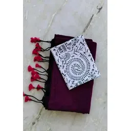 sarathitextile Solid/Plain Handloom Cotton Blend Saree-picture-44