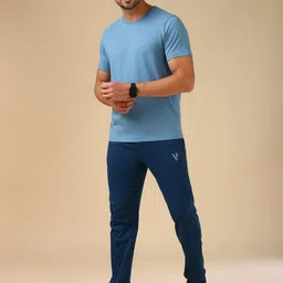 van heusen Men Solid Blue Track Pants image 5
