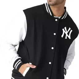 city fashion Men Striped Varsity Jacket image 1