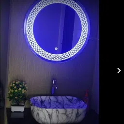 khushi decors 3D Round LED Wall With Sensor (Size: 24" x 24") Bathroom Mirror-picture-14