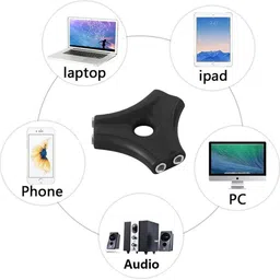 Triangle Ant Black 3.5mm Headphone Earphone Stereo Audio Splitter Cable Cord Jack Headset 6 Hub Way Audio Adapter Line Phone Converter image 3