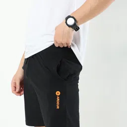 ardeur Self Design Men Black Basic Shorts image 2