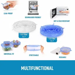 ablue clipper Silicon lids for containers 2.6 inch, 3.8 inch, 4.5 inch, 5.7 inch, 6.5 inch, 8.3 inch Lid Set, Pack of 6 image 4