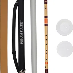 punam flutes A Sharp Base Premium Bansuri (Right Hand) 21.85 inches Bamboo Flute image 1
