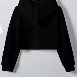 vylo Women Graphic Print Hooded Neck Cotton Blend Black T-Shirt image 2