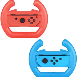 Etzin Nine-tendo Switch Joy-Con Racing Wheel, Set of 2 Joy-con Steering Wheel Handle for Nine-tendo Switch Mario Kart 8(Red and Blue) Gaming Accessory Kit image 2