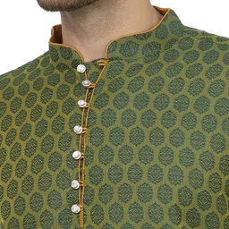 sydney heights Men Self Design Cotton Blend Straight Kurta image 4