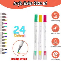 funblast Acrylic Marker Set - 24 Colors, Water-Based Paint Pens image 3