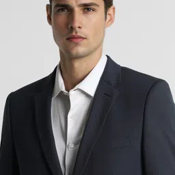 peter england Men Solid Single Breasted Formal Blazer image 5