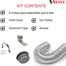 seavy 6 Inch 6ft Kitchen Chimney Complete Installation Kit (6"6ftKit) Hose Pipe image 2