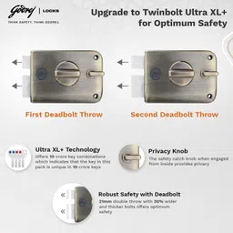 godrej locks Ultra XL+ Twinbolt 1CK Deadbolt Lock image 4