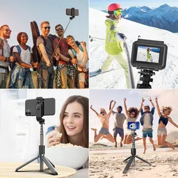 PULTO Bluetooth Selfie Stick Tripod Mobile Stand With Wireless Remote Photo Shutter Single Gimbal for Mobile image 5