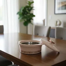 patalseva 2500 Inner Stainless Steel Casserole, 2.5 litres, cream color | BPA Free Serve Casserole image 5