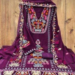 clothlemon Unstitched Georgette Salwar Suit Material Embroidered image 4