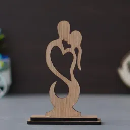 ecraftindia Heart Couple Kissing Engineered Wood Brown Showpiece With Stand-picture-30