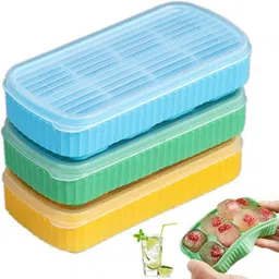 shree grb 3pcs 8 big Cavity Pop Up Ice Cube Trays for Freezer with Lid 100% BPA Free C31 Multicolor Silicone Ice Cube Tray-picture-32
