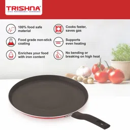 trishna Bliss Range Non-Stick Dosa Tawa Red Exterior & Granite Spatter Interior (28 cm) Tawa 28 cm diameter image 5