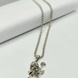 reversea Hanuman ji Lord bajrangbali Pendant Locket for mens boys Silver Alloy Locket Set image 4