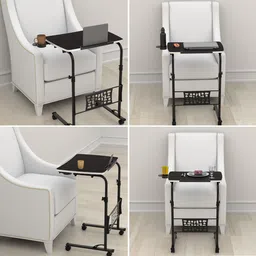 table magic Urban Raiser Black Tall Boy Laptop Table with Castors Engineered Wood Multipurpose Table image 4