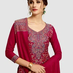 safaa Unstitched Acrylic Blend Kurta & Palazzo Material Self Design image 3