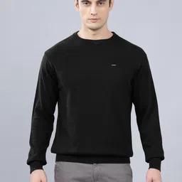 cantabil Men Solid Round Neck Black Sweater image 1