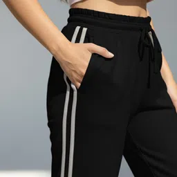 tedwoods Women Striped Black Track Pants image 5