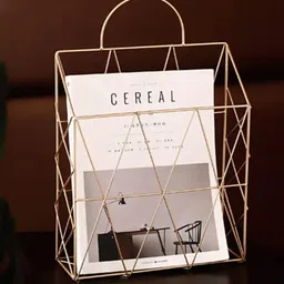 Iron Steel Line Wall Hanging Storage Basket Innovative Display Rack (Gold, Standard ) Storage Basket-image-12