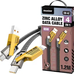 OSM 4-in-1 Cable 6 A 1 m METAL BRAIDED 4-in-1 Cable 65W Ultra Fast Charging | Type-A, Type-C, Lightning | Tough Build-picture-25