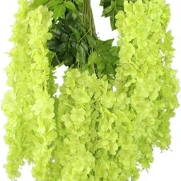 well art gallery Artificial Fake Wisteria Vine Ratta Garland Silk Home Party Wedding Decor Green Green Westeria Artificial Flower image 3