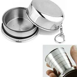 pivot Stainless Steel Folding Cup with Lid Expandable Portable | Travel Camping Water Glass Water/Juice Glass image 2
