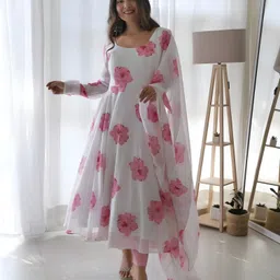 vastraangi Floral Print Georgette Stitched Anarkali Gown-picture-10