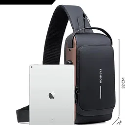 finifab Black, Gold Men & Women Shoulder Bag USB charging bag Charging backpack with power bank Tech port Backpack image 2