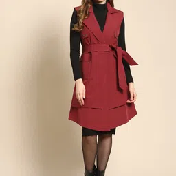 woowzerz PU Solid Coat For Women image 4