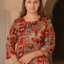 vsp creation Casual Regular Sleeves Printed Women Red Top-picture-16