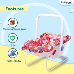 bumtum Baby Carry Cot & Rocking Chair With Adjustable Handle| 3-Point Safety Lap Belt Bouncer image 2
