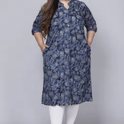 Women Printed Pure Cotton A-line Kurta-image-7