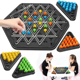 drewitstar Chain Triangle Chess Fun Rubber Band Game for Kids & Adults, Educational 10 cm Chess Board-picture-30