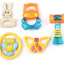 cloudtech Colorful Plastic Non Toxic, BPA Free, Set of 5 Rattles And Teethers for Babies Rattle-picture-22