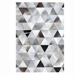 dazzhome Grey Hair On Leather Geometrical Hand Woven 4X6ft Carpet image 2