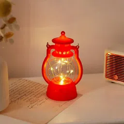 utba LED Hurricane Lantern Acrylic Antique Lantern Decorative Hanging Lamp Red Plastic Hanging Lantern image 5