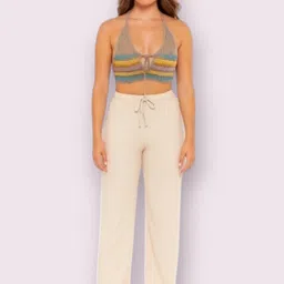 epicdesigns Women Comfort Fit Beige Pure Cotton Trousers-picture-28