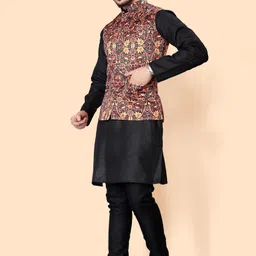 anrex Men Cotton Blend Kurta Pyjama Ethnic Jacket Set image 2