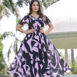 rosasignora Women Maxi Pink, Black Knee Length Dress-picture-36