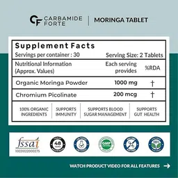 carbamide forte Organic Moringa Powder Tablets with 1000mg Moringa Leaf powder|Drumstick Leaf image 2