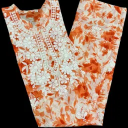 Women Printed, Chikan Embroidery Cotton Blend Straight Kurta-image-29